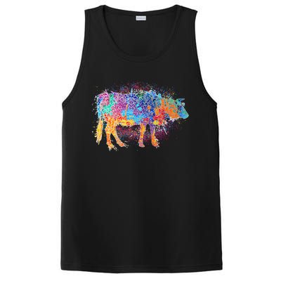 Colorful Pattern Cow Splatter PosiCharge Competitor Tank