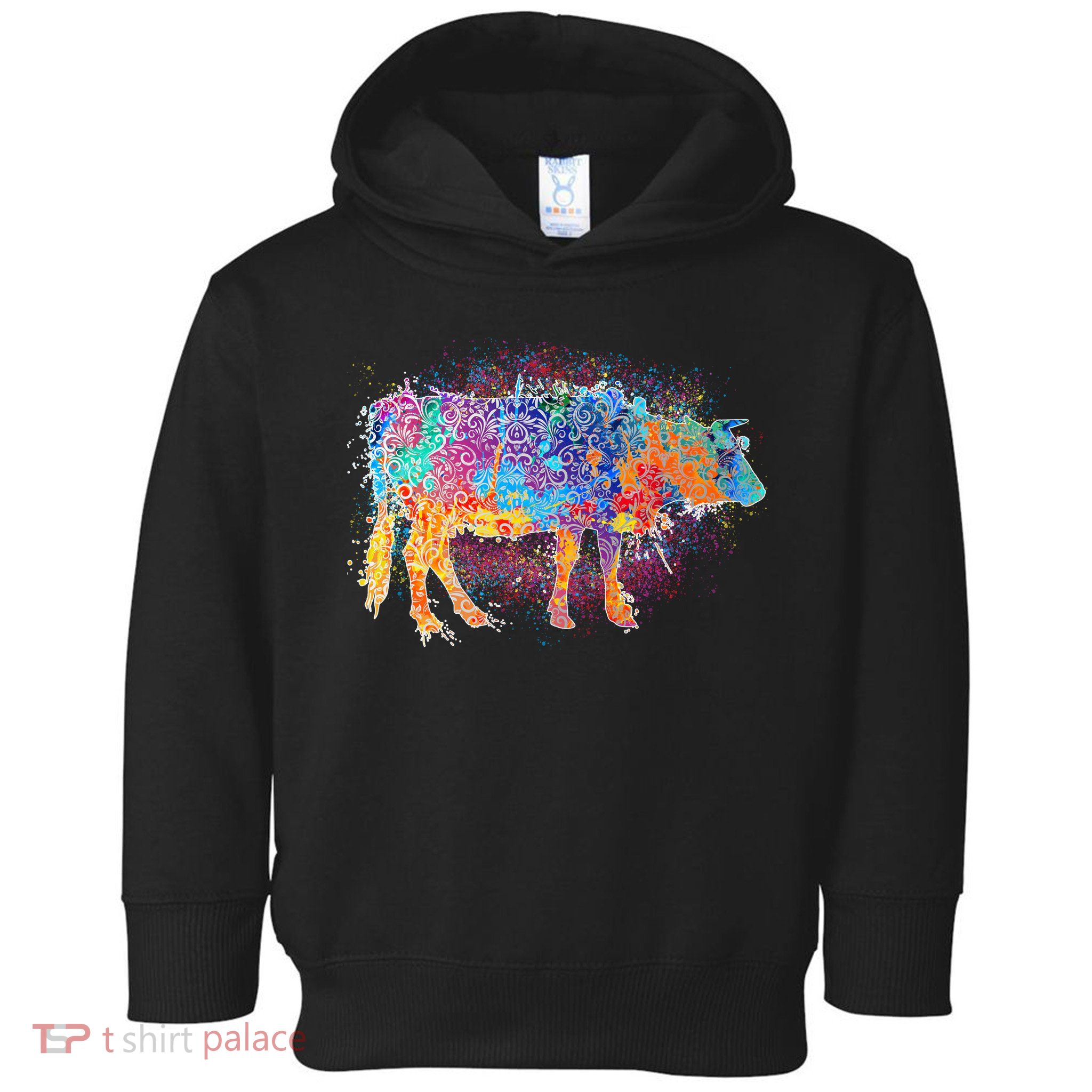 Colorful Pattern Cow Splatter Toddler Hoodie