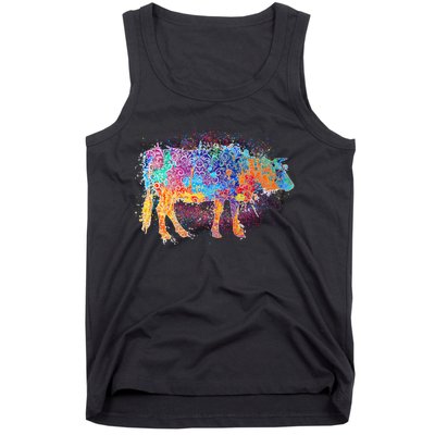 Colorful Pattern Cow Splatter Tank Top