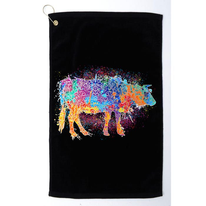 Colorful Pattern Cow Splatter Golf Towel