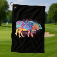 Colorful Pattern Cow Splatter Golf Towel