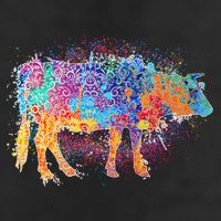 Colorful Pattern Cow Splatter Golf Towel