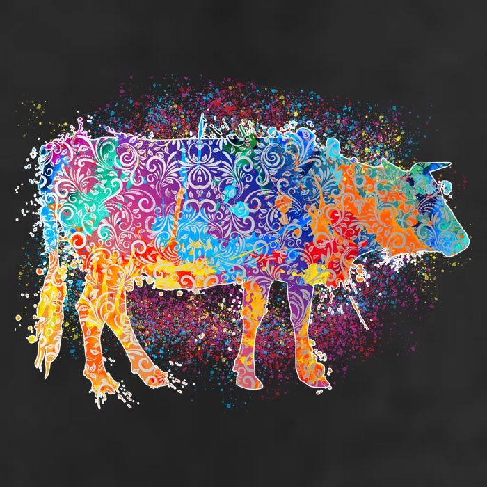 Colorful Pattern Cow Splatter Golf Towel