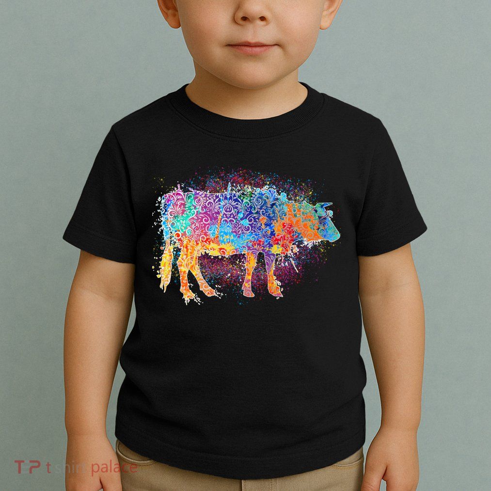 Colorful Pattern Cow Splatter Toddler T-Shirt