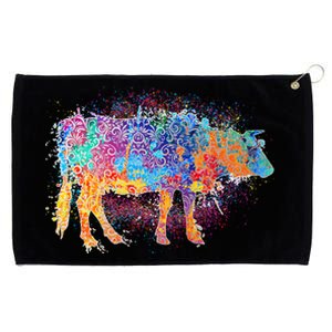 Colorful Pattern Cow Splatter Grommeted Golf Towel