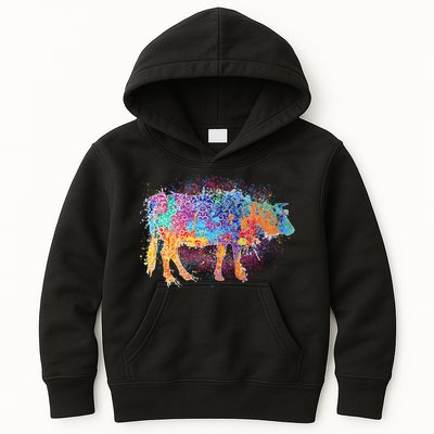 Colorful Pattern Cow Splatter Kids Hoodie