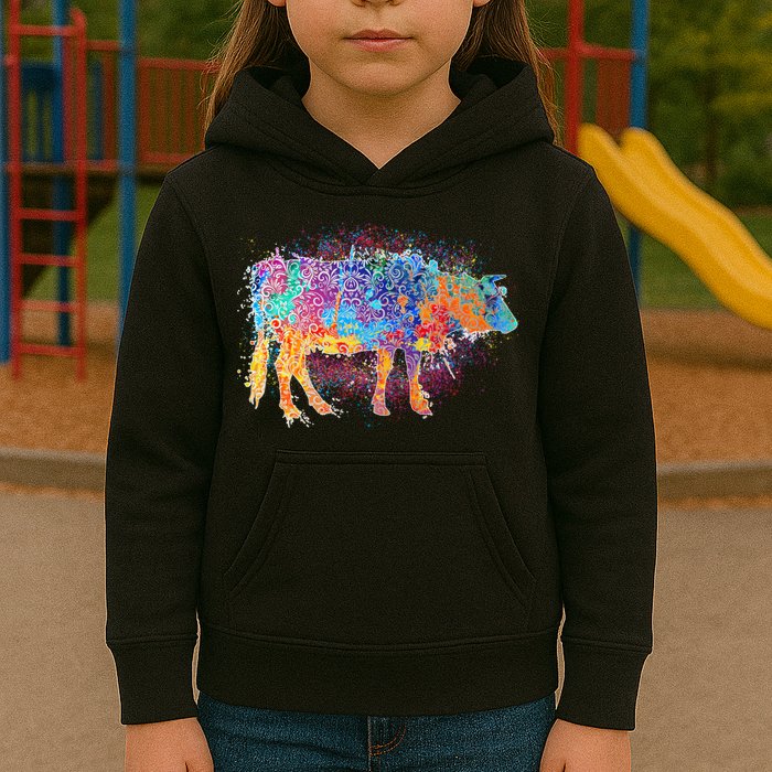 Colorful Pattern Cow Splatter Kids Hoodie