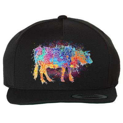 Colorful Pattern Cow Splatter Wool Snapback Cap