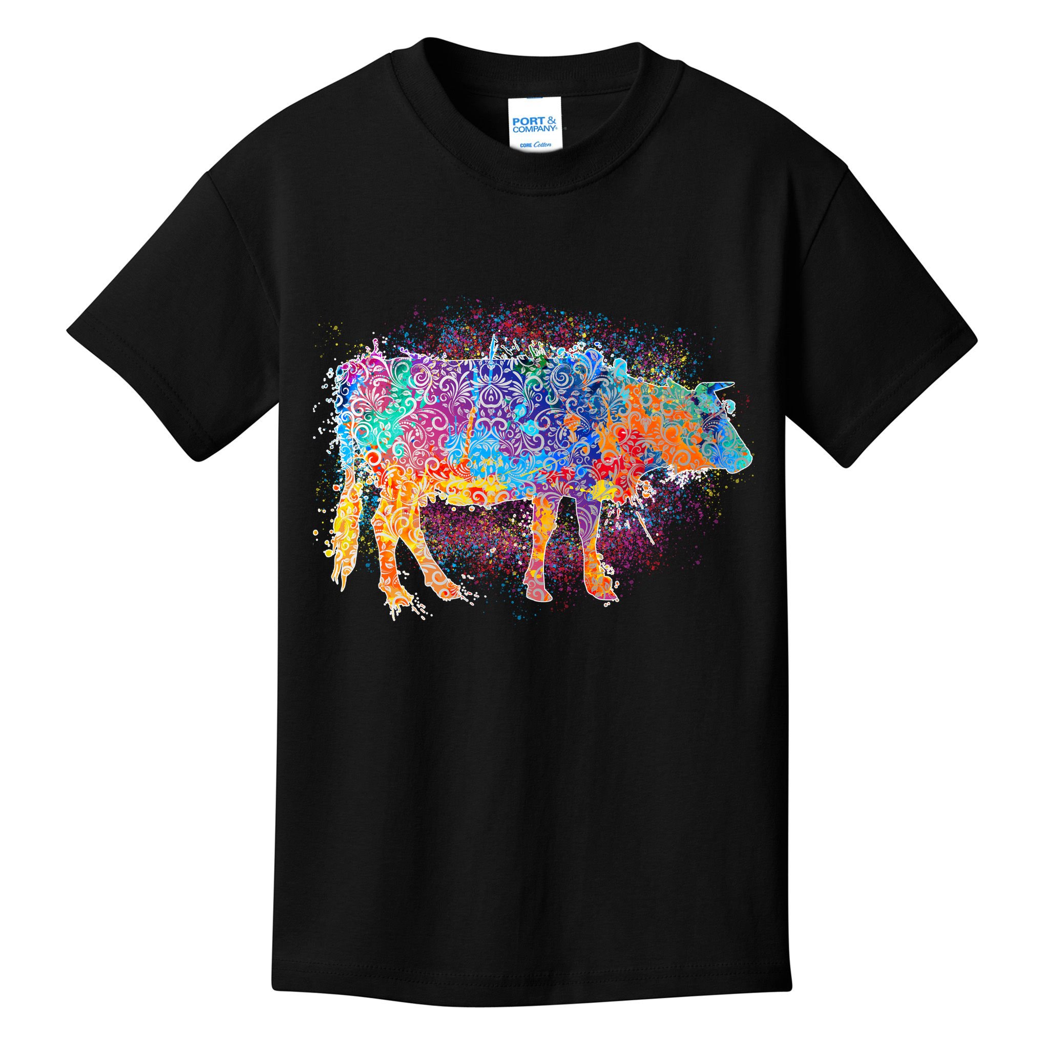 Colorful Pattern Cow Splatter Kids T-Shirt