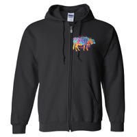 Colorful Pattern Cow Splatter Full Zip Hoodie