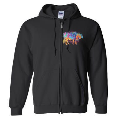 Colorful Pattern Cow Splatter Full Zip Hoodie