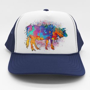 Colorful Pattern Cow Splatter Trucker Hat