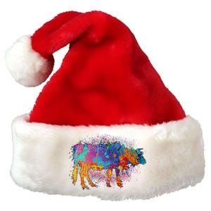 Colorful Pattern Cow Splatter Premium Christmas Santa Hat