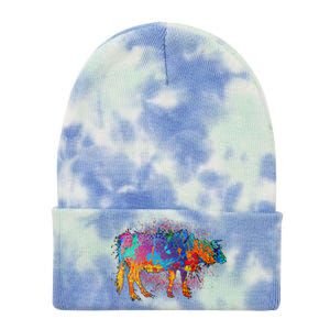 Colorful Pattern Cow Splatter Tie Dye 12in Knit Beanie