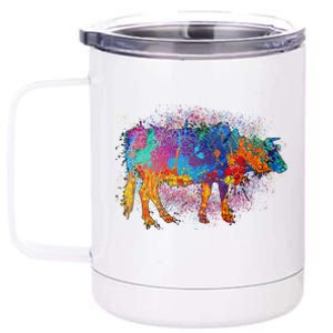 Colorful Pattern Cow Splatter 12 oz Stainless Steel Tumbler Cup