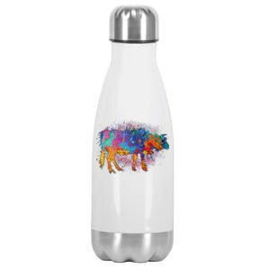 Colorful Pattern Cow Splatter Stainless Steel Insulated Water Bottle