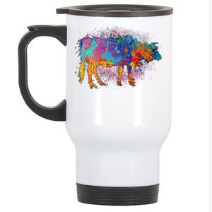 Colorful Pattern Cow Splatter Stainless Steel Travel Mug