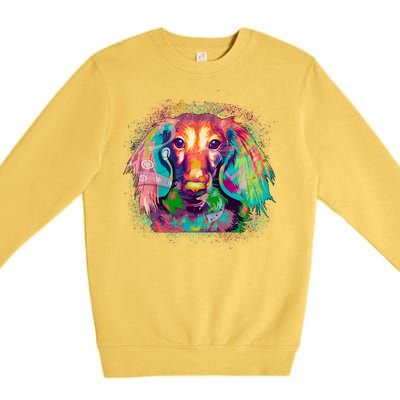 Colorful Pattern Dachshund Dog Premium Crewneck Sweatshirt