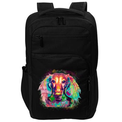 Colorful Pattern Dachshund Dog Impact Tech Backpack