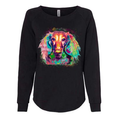 Colorful Pattern Dachshund Dog Womens California Wash Sweatshirt