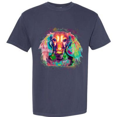 Colorful Pattern Dachshund Dog Garment-Dyed Heavyweight T-Shirt
