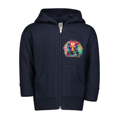 Colorful Pattern Dachshund Dog Toddler Zip Fleece Hoodie