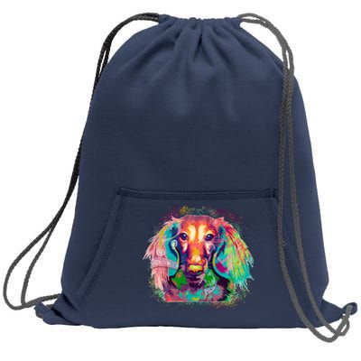 Colorful Pattern Dachshund Dog Sweatshirt Cinch Pack Bag