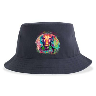 Colorful Pattern Dachshund Dog Sustainable Bucket Hat
