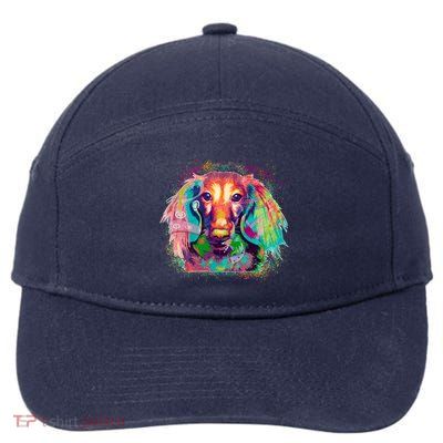 Colorful Pattern Dachshund Dog 7-Panel Snapback Hat