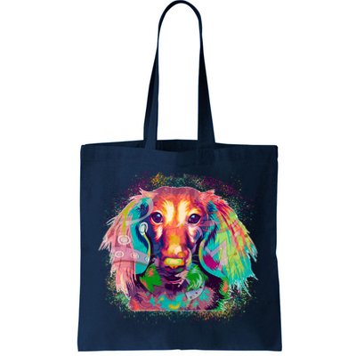 Colorful Pattern Dachshund Dog Tote Bag