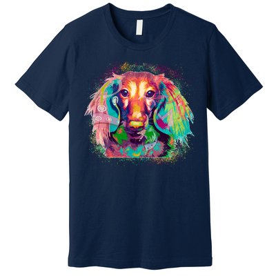 Colorful Pattern Dachshund Dog Premium T-Shirt