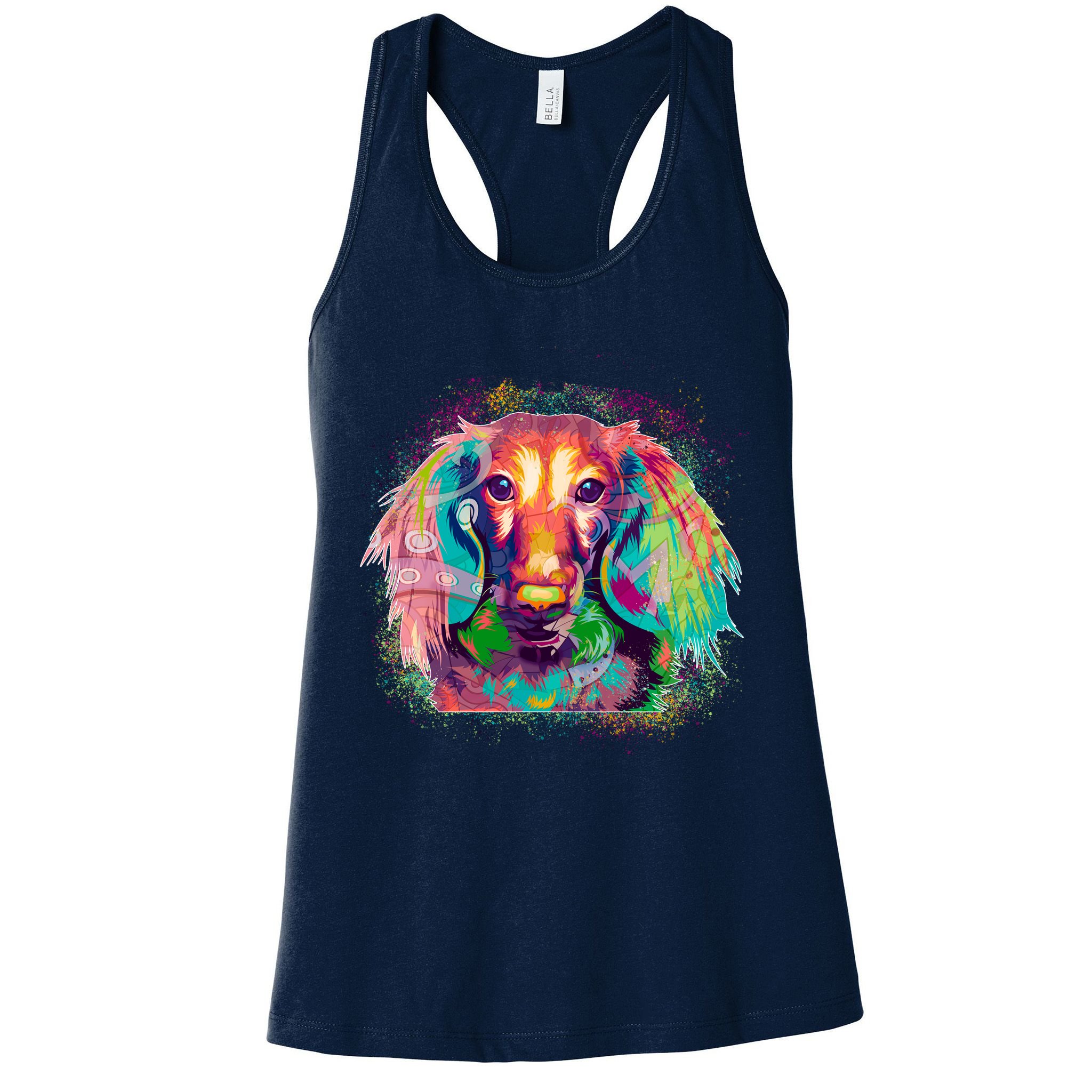Colorful Pattern Dachshund Dog Womens Tank Top