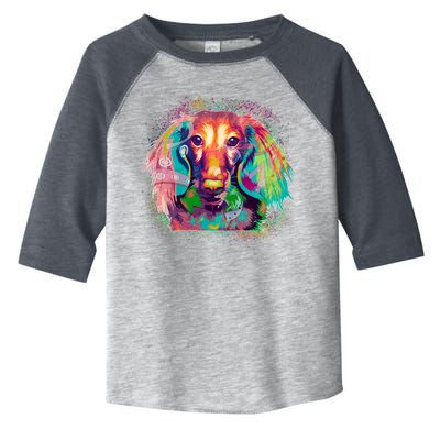 Colorful Pattern Dachshund Dog Toddler Fine Jersey T-Shirt