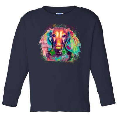 Colorful Pattern Dachshund Dog Toddler Long Sleeve Shirt