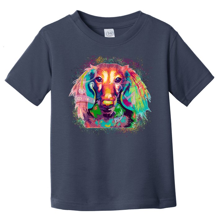 Colorful Pattern Dachshund Dog Toddler T-Shirt