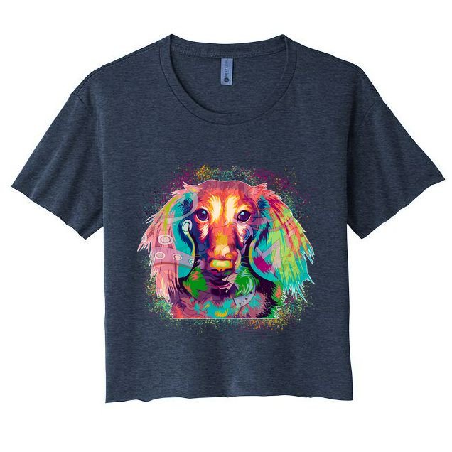 Colorful Pattern Dachshund Dog Crop Top