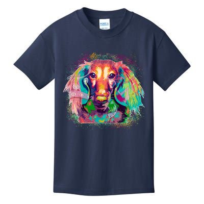 Colorful Pattern Dachshund Dog Kids T-Shirt