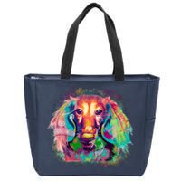 Colorful Pattern Dachshund Dog Zip Tote Bag