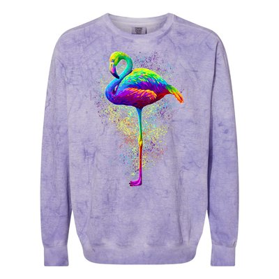 Colorful Pattern Flamingo Colorblast Crewneck Sweatshirt