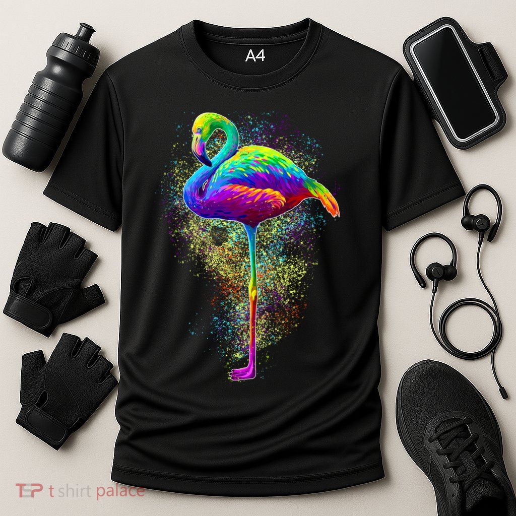 Colorful Pattern Flamingo Performance Shirt