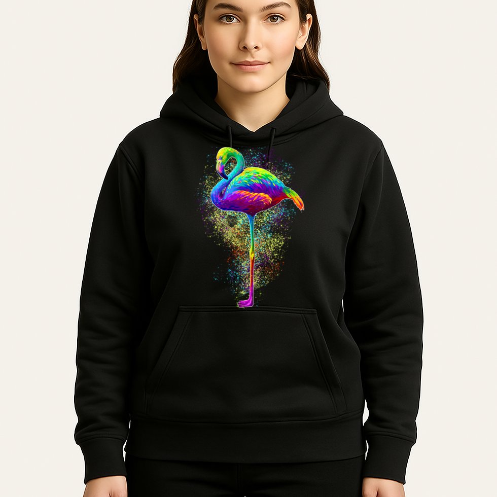 Colorful Pattern Flamingo Hoodie