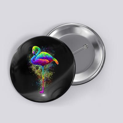 Colorful Pattern Flamingo Button