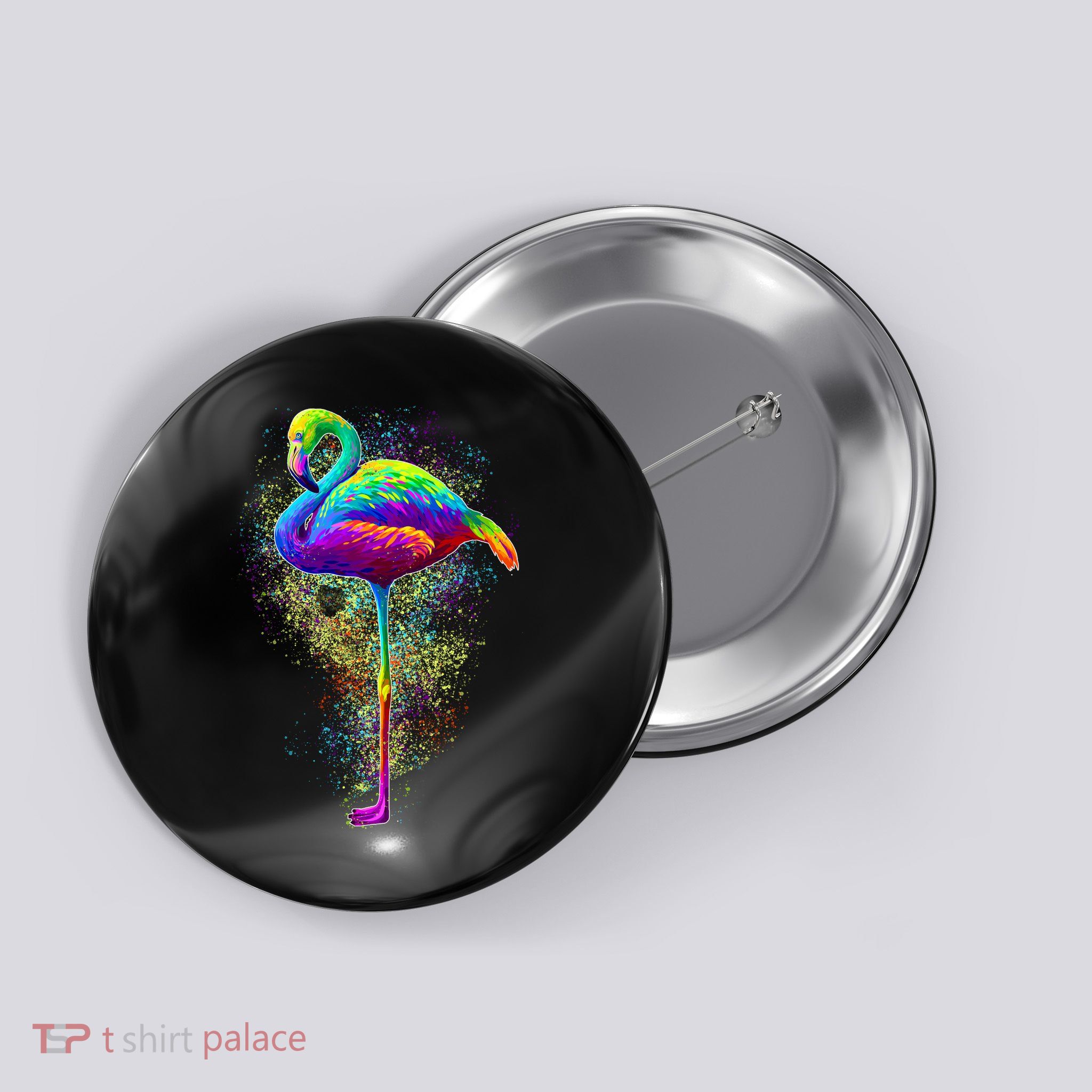 Colorful Pattern Flamingo Button