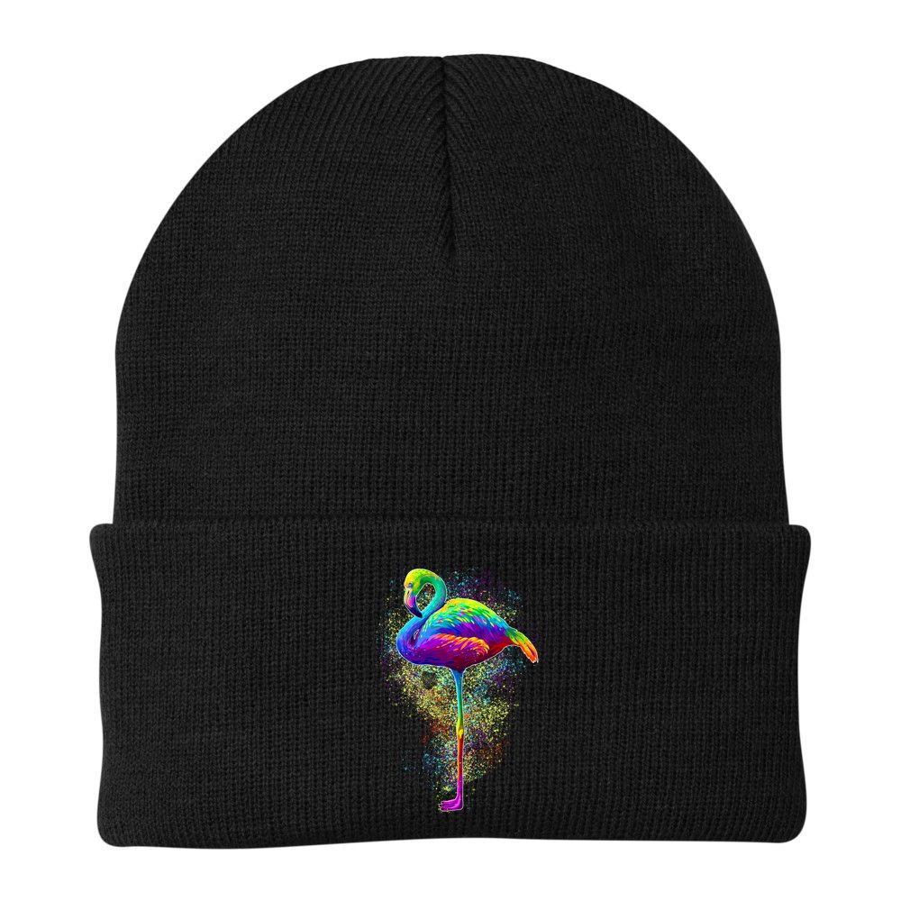 Colorful Pattern Flamingo Beanie