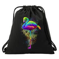 Colorful Pattern Flamingo Drawstring Bag