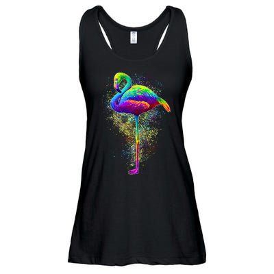 Colorful Pattern Flamingo Ladies Essential Flowy Tank