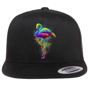 Colorful Pattern Flamingo Flat Bill Trucker Hat