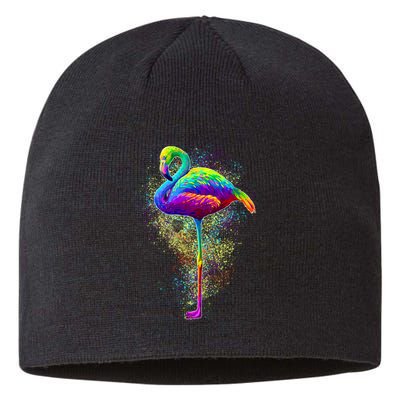 Colorful Pattern Flamingo Sustainable Beanie