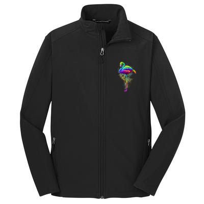 Colorful Pattern Flamingo Core Soft Shell Jacket