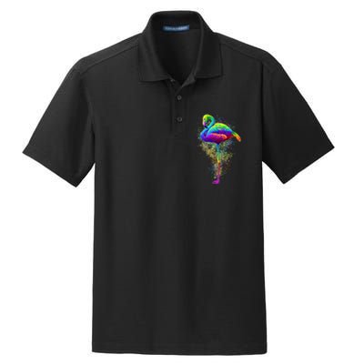 Colorful Pattern Flamingo Dry Zone Grid Polo